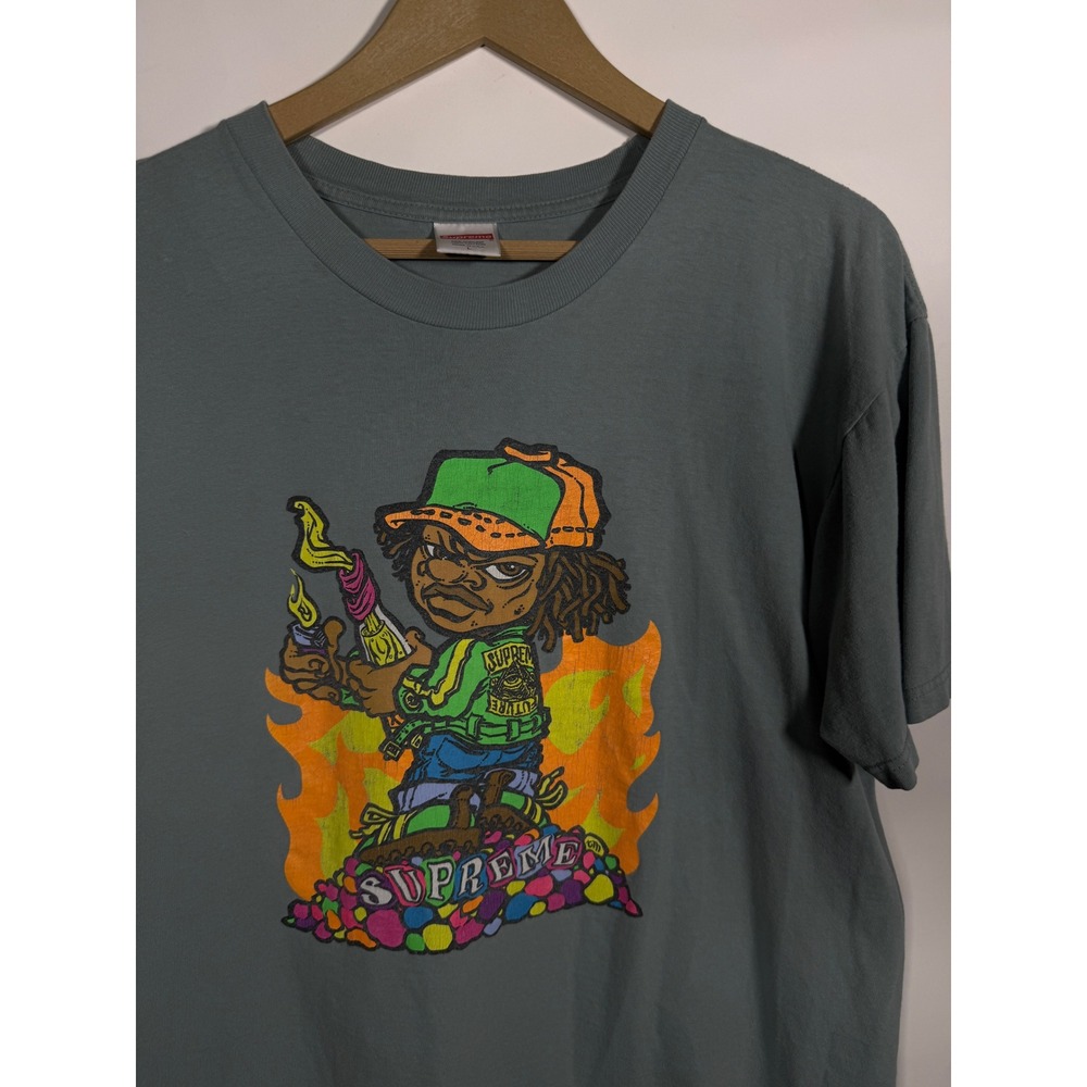 Supreme Molotov Kid Tee Joe Cool Slate Blue Grey Mens Large Short Sleeve T-Shirt